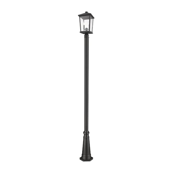 Z-Lite Beacon 2 Light Outdoor Post Mounted Fixture, Black & Clear Beveled 568PHBR-519P-BK - main